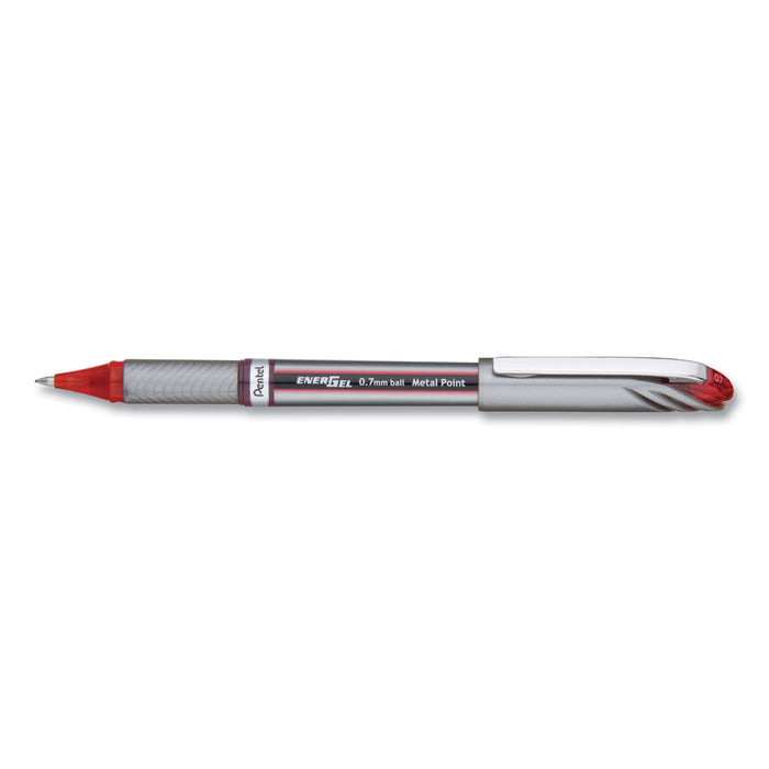 EnerGel NV Stick Gel Pen, 0.7 mm Metal Tip, Red Ink/Barrel, Dozen