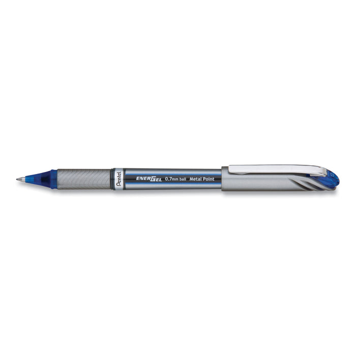 EnerGel NV Stick Gel Pen, 0.7 mm Metal Tip, Blue Ink/Barrel, Dozen