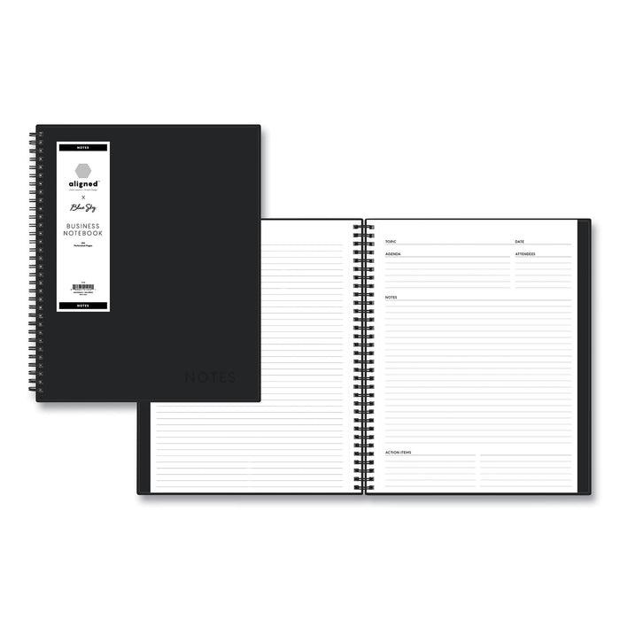 Aligned Business Notebook, Narrow Rule, Black Cover, 11 x 8.5, 78 Sheets