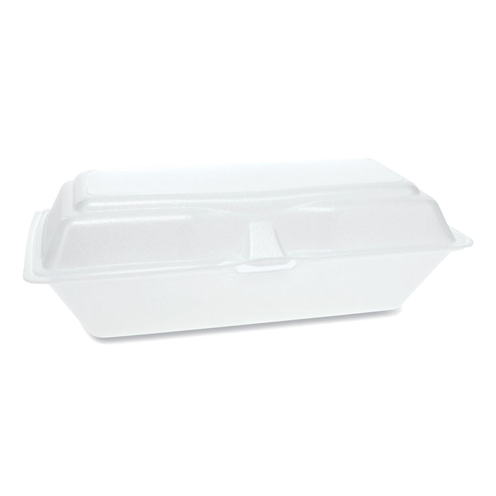 Foam Hinged Lid Containers, Single Tab Lock Hoagie, 9.75 x 5 x 3.25, 1-Compartment, White, 560/Carton