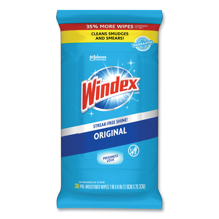 Glass and Surface Wet Wipe, Cloth, 7 x 8, 38/Pack