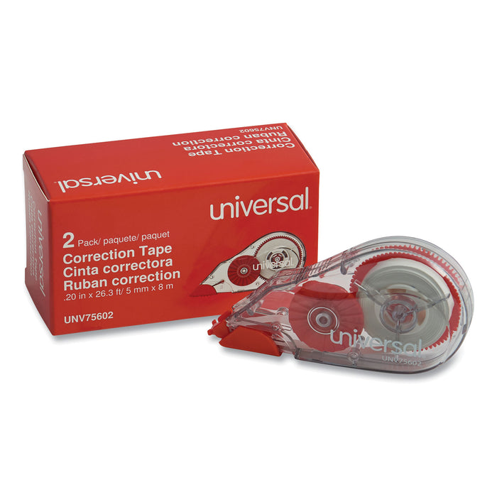 Correction Tape Dispenser, Non-Refillable, 1/5" x 315", 2/Pack