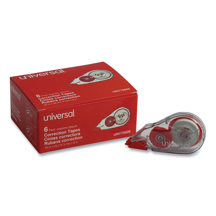 Correction Tape Dispenser, Non-Refillable, 1/5" x 315", 6/Pack