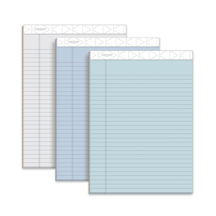 Prism + Colored Writing Pad, Wide/Legal Rule, 8.5 x 11.75, Assorted Pastel Sheet Colors, 50 Sheets, 6/Pack