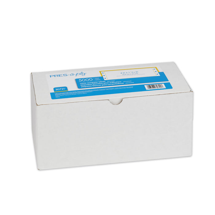 Dot Matrix Printer White Address Labels, Pin-Fed Printers, 1.44 x 4, White, 5,000/Box