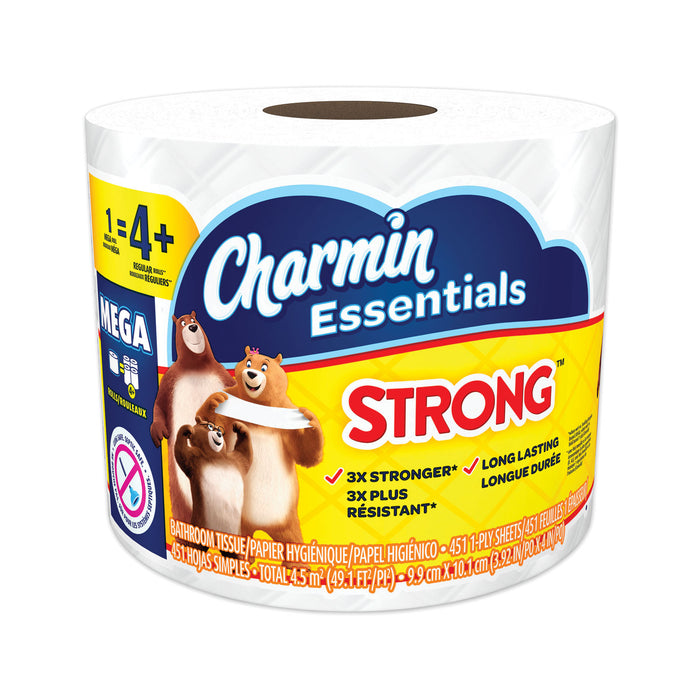 Essentials Strong Bathroom Tissue, Septic Safe, 1-Ply, White, 4 x 3.92, 451/Roll, 36 Individually Wrapped Rolls/Carton