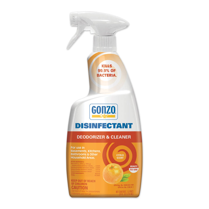 Disinfectant Deodorizer and Cleaner, Citrus Scent, 24 oz Spray Bottle, 6/Carton