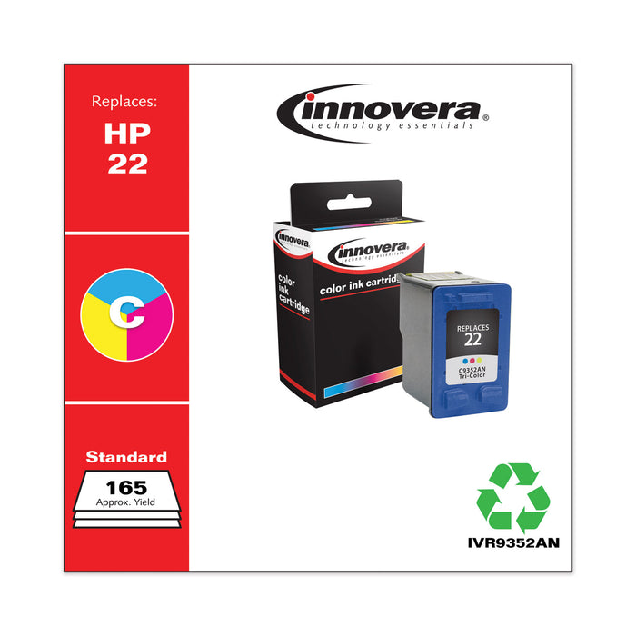 Remanufactured Tri-Color Ink, Replacement For HP 22 (C9352AN), 165 Page Yield