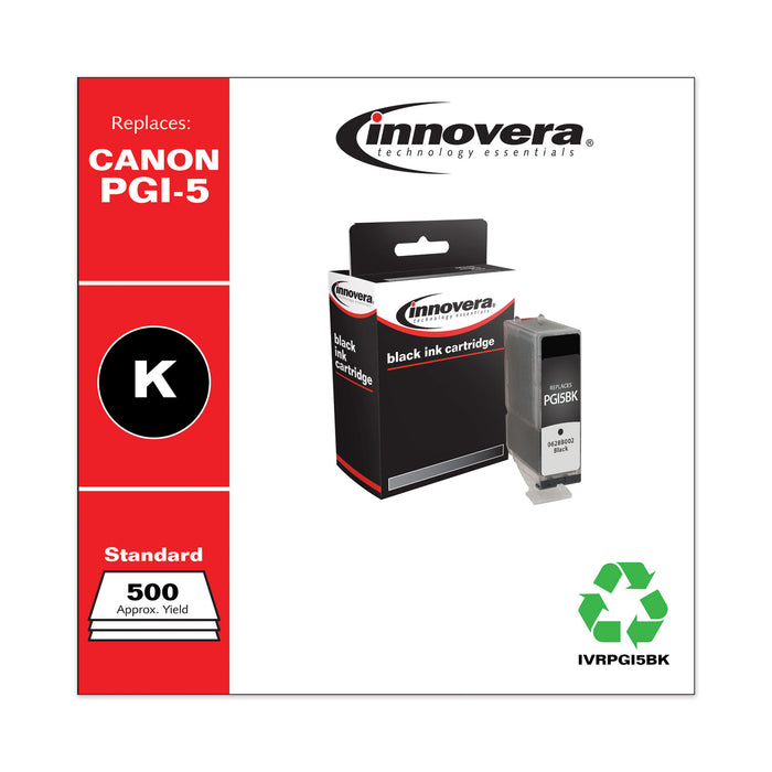Remanufactured Black Ink, Replacement For Canon PGI-5BK (0628B002), 500 Page Yield