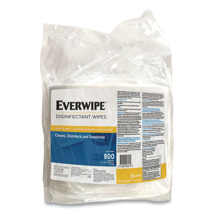 Everwipe Disinfectant Wipes, 6 x 8, 800/Bag, 4 Bags/Carton