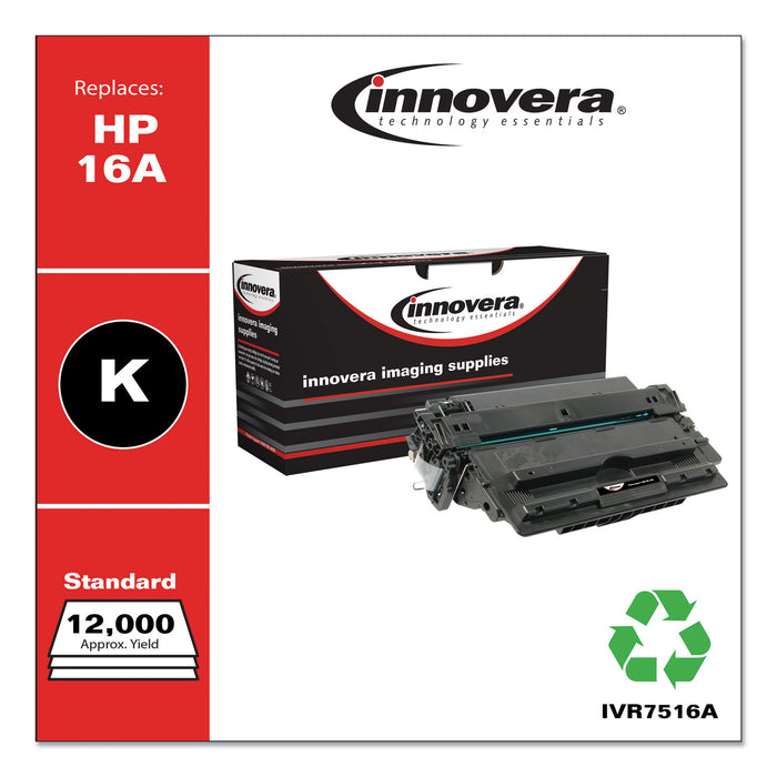 Remanufactured Black Toner Cartridge, Replacement for HP 16A (Q7516A), 12,000 Page-Yield