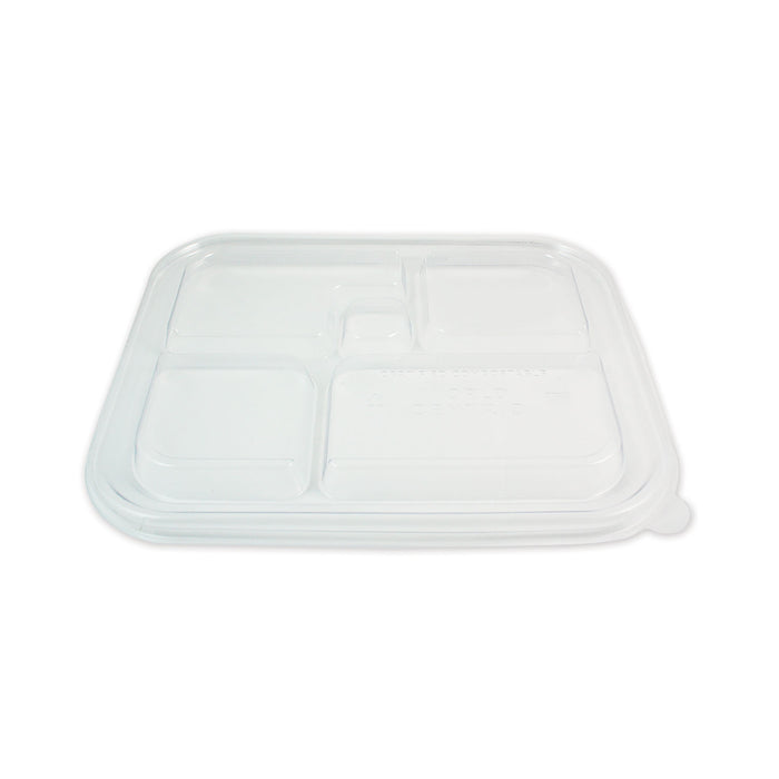Fiber Bento Box Container Lids, Five Compartments, 12.1 x 9.8 x 0.8, Clear, 300/Carton