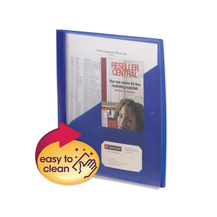 Clear Front Poly Report Cover With Tang Fasteners, 8-1/2 x 11, Blue, 5/Pack