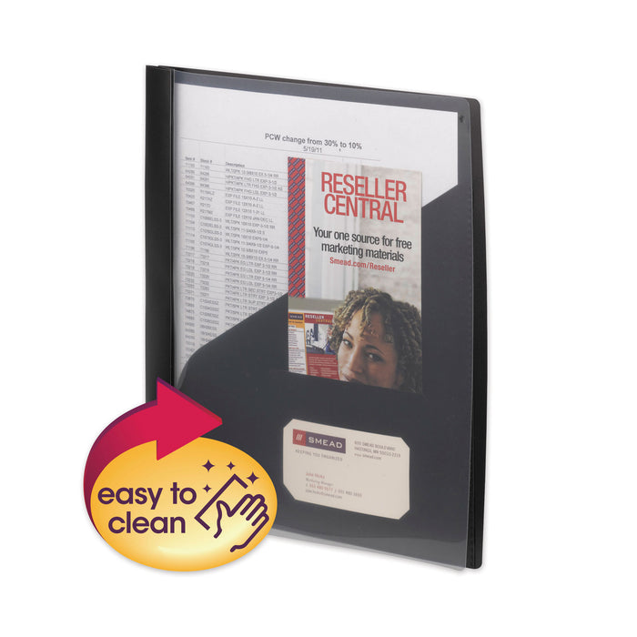 Clear Front Poly Report Cover With Tang Fasteners, 8.5 x 11, Black, 5/Pack