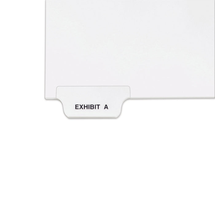 Avery-Style Preprinted Legal Bottom Tab Divider, Exhibit A, Letter, White, 25/PK