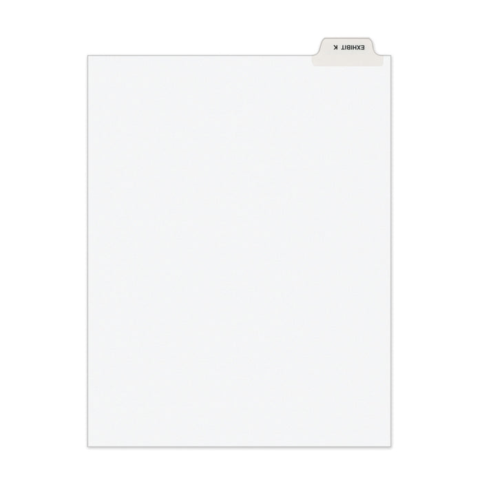 Avery-Style Preprinted Legal Bottom Tab Divider, Exhibit K, Letter, White, 25/PK