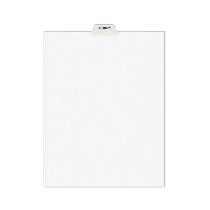 Avery-Style Preprinted Legal Bottom Tab Divider, Exhibit H, Letter, White, 25/PK