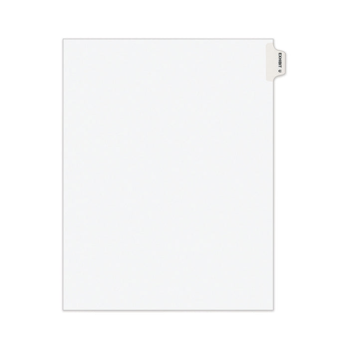 Avery-Style Preprinted Legal Side Tab Divider, Exhibit U, Letter, White, 25/Pack, (1391)