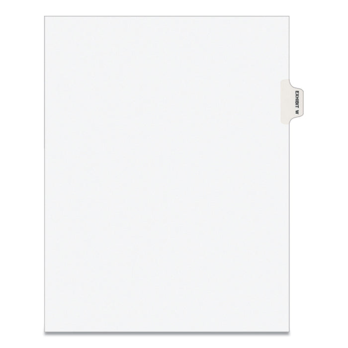 Avery-Style Preprinted Legal Side Tab Divider, Exhibit W, Letter, White, 25/Pack, (1393)