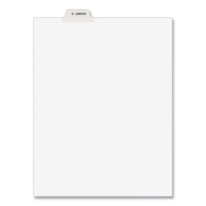 Avery-Style Preprinted Legal Bottom Tab Divider, Exhibit D, Letter, White, 25/PK