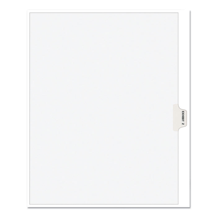 Avery-Style Preprinted Legal Side Tab Divider, Exhibit Z, Letter, White, 25/Pack, (1396)