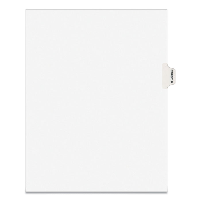 Avery-Style Preprinted Legal Side Tab Divider, Exhibit D, Letter, White, 25/Pack, (1374)