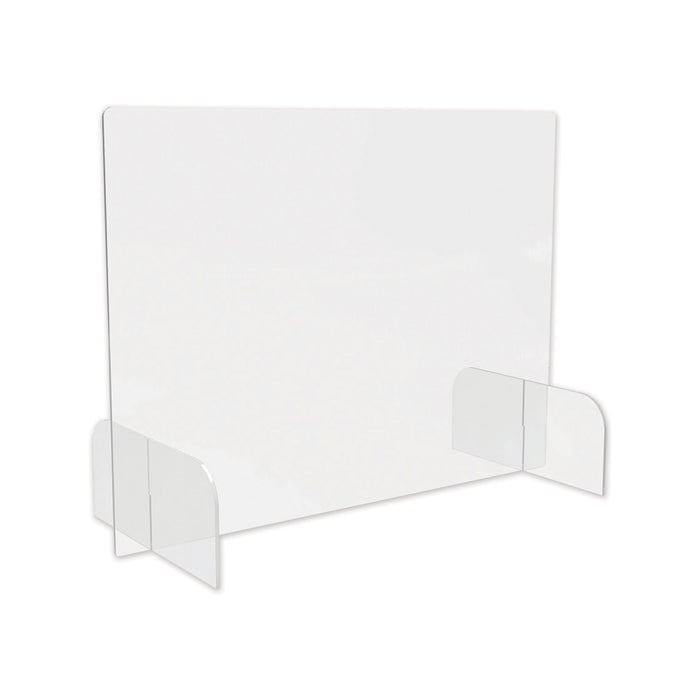 Counter Top Barrier with Full Shield and Feet, 31" x 14" x 23", Acrylic, Clear, 2/Carton