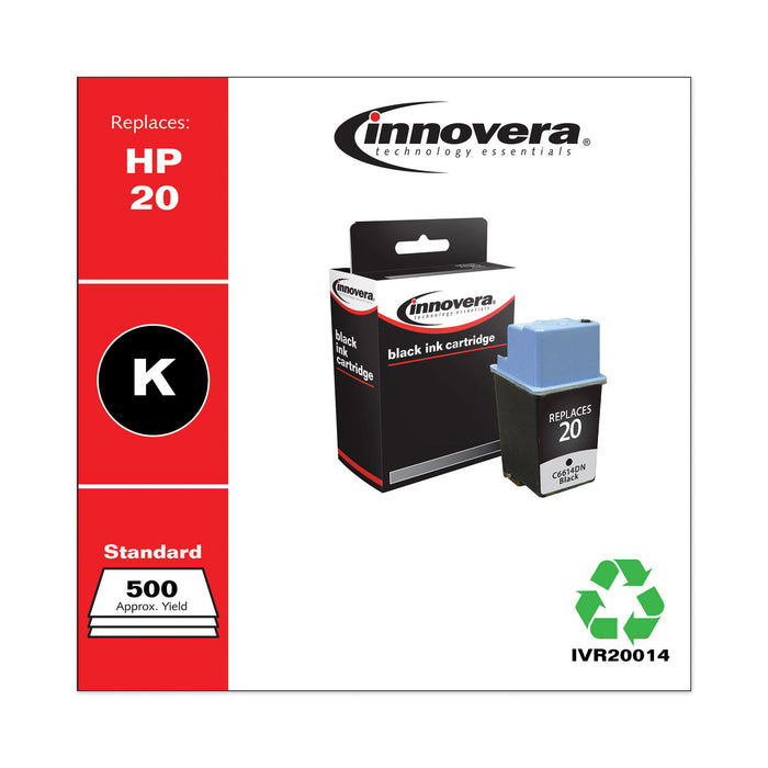 Remanufactured Black Ink, Replacement For HP 20 (C6614DN), 500 Page Yield