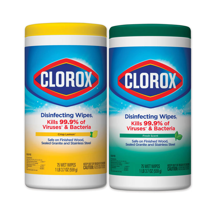 Disinfecting Wipes, 7 x 8, Fresh Scent/Citrus Blend, 75/Canister, 2/Pack
