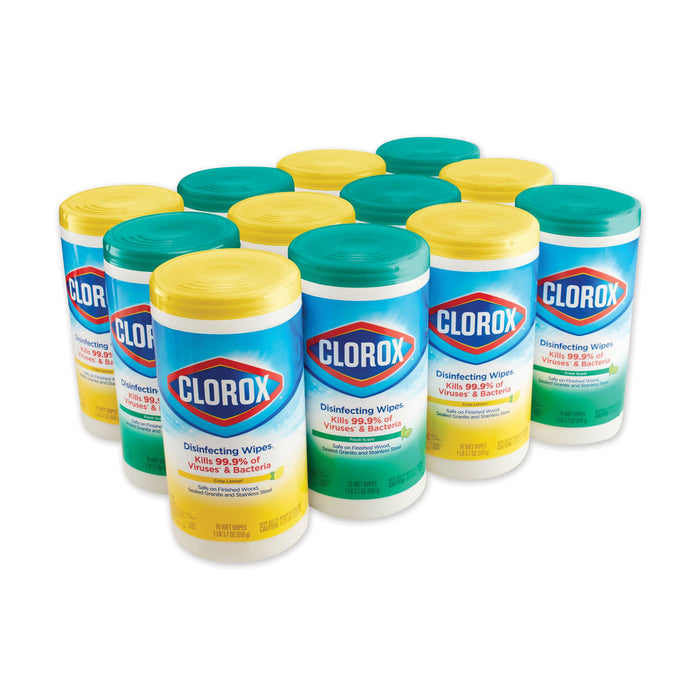 Disinfecting Wipes, 7 x 8, Fresh Scent/Citrus Blend, 75/Can, 2 Cans/PK, 6 PK/CT