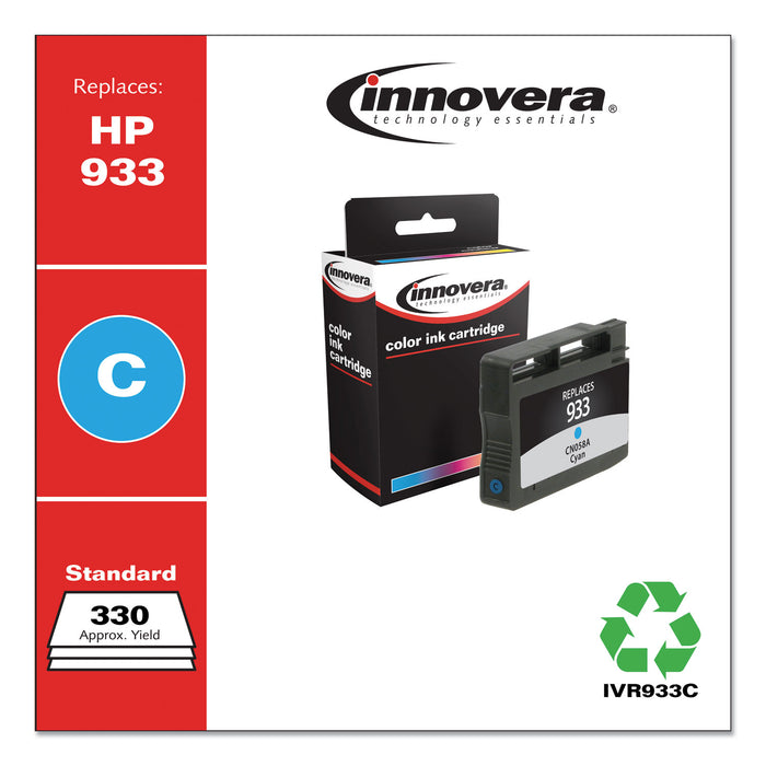 Remanufactured Cyan Ink, Replacement For HP 933 (CN058A), 330 Page Yield