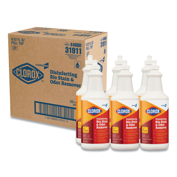Disinfecting Bio Stain and Odor Remover, Fragranced, 32 oz Pull-Top Bottle, 6/CT