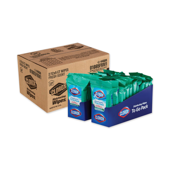 Disinfecting Wipes On The Go, Fresh Scent, 7 x 8, 9/Pack, 24 Packs/Carton