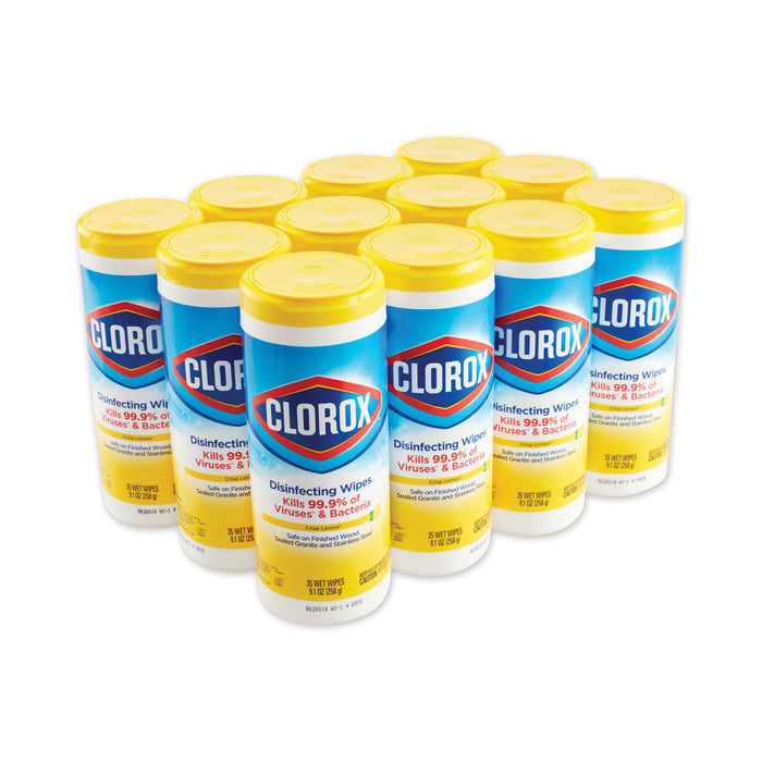 Disinfecting Wipes, 7 x 8, Crisp Lemon, 35/Canister, 12/Carton