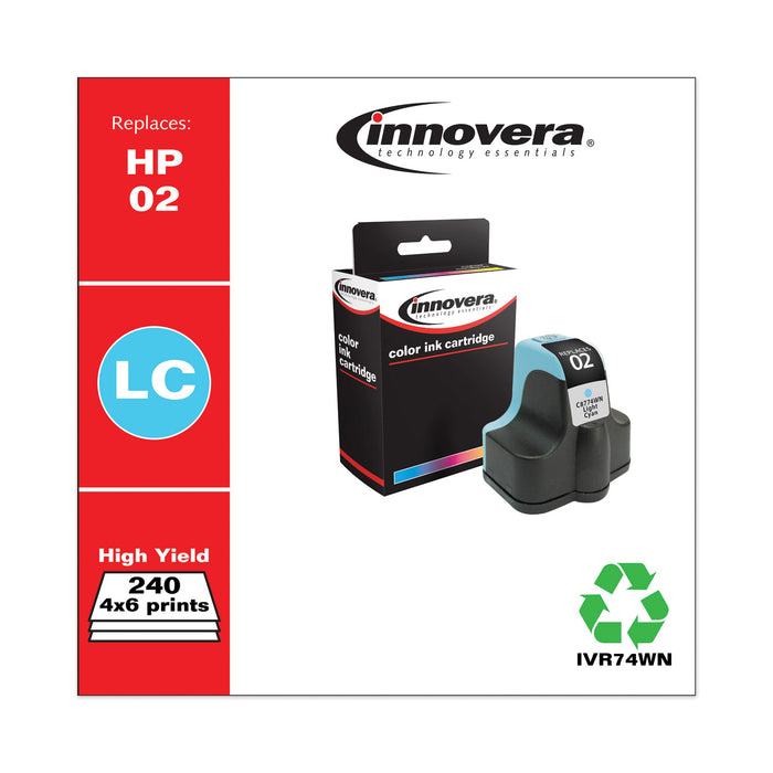 Remanufactured Light Cyan Ink, Replacement For HP 02 (C8774WN), 240 Page Yield