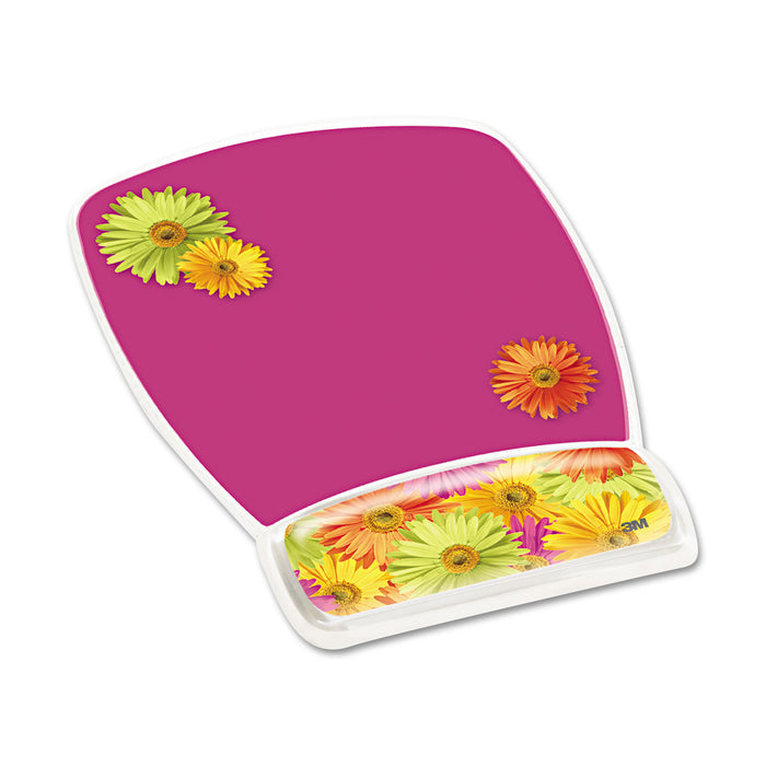 Fun Design Clear Gel Mouse Pad Wrist Rest, 6 4/5 x 8 3/5 x 3/4, Daisy Design