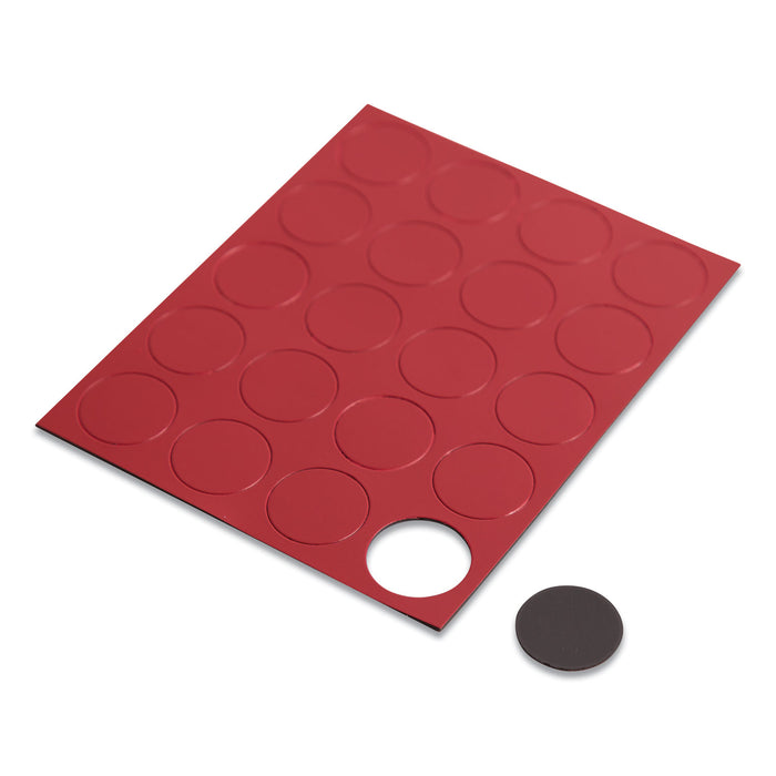 Heavy-Duty Board Magnets, Circles, Red, 0.75", 20/Pack