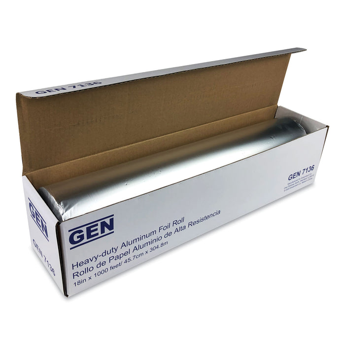 Heavy-Duty Aluminum Foil Roll, 18" x 1,000 ft, 2/Carton