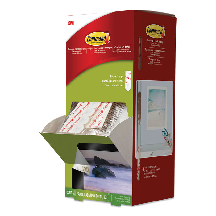Poster Strips, 5/8" x 1 3/4", White, 4/Pack, 100 Packs/Carton