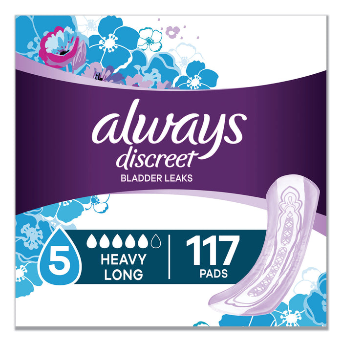 Discreet Sensitive Bladder Protection Pads, Heavy, Long, 39/Pack