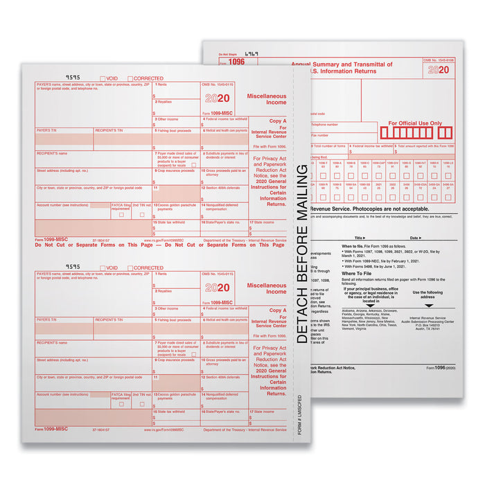 5-Part 1099-NEC Tax Forms, 8.5 x 11, 50/Pack