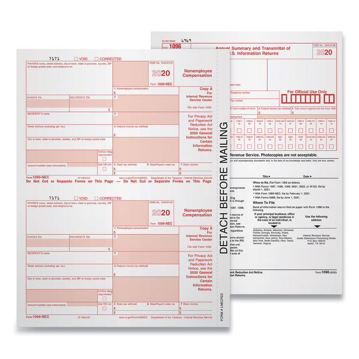 5-Part 1099-MISC Tax Forms, 8.5 x 11, 50/Pack