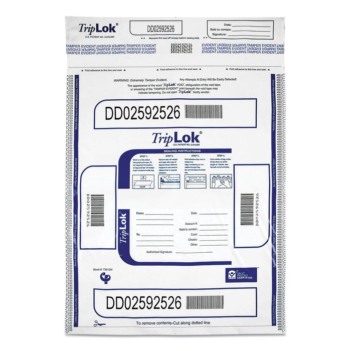 Deposit Bag, 12 x 16, 2 mil Thick, Plastic, White, 100/Pack