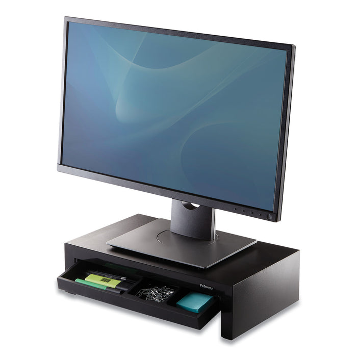 Adjustable Monitor Riser with Storage Tray, 16 x 9 3/8 x 6, Black Pearl