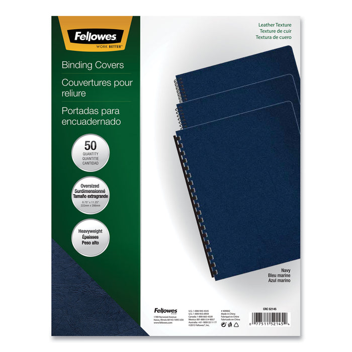 Executive Leather-Like Presentation Cover, Round, 11-1/4 x 8-3/4, Navy, 50/PK