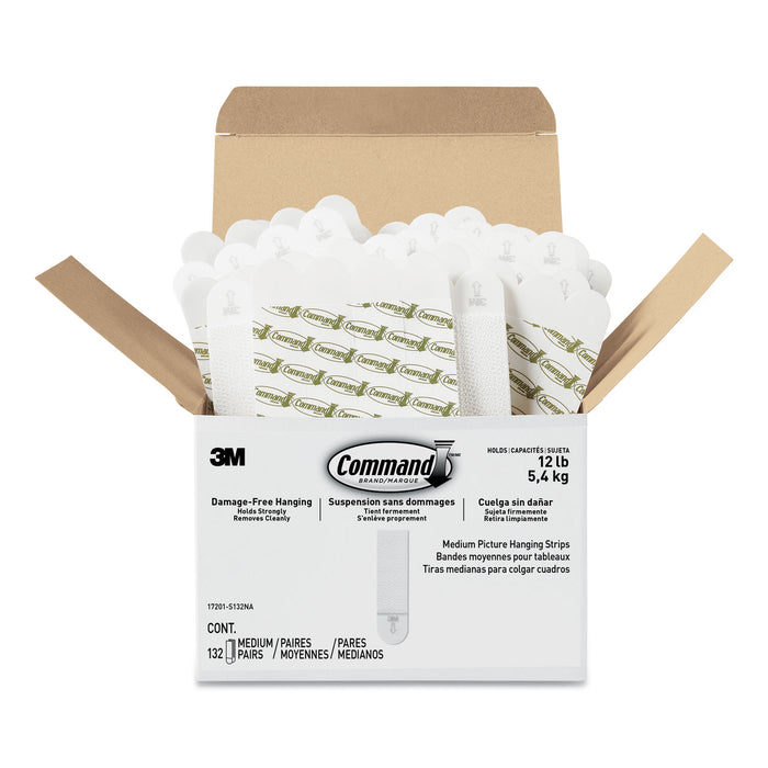 Picture Hanging Strips, Value Pack, Medium, Removable, 0.75" x 2.75", White, 132 Pairs/Pack