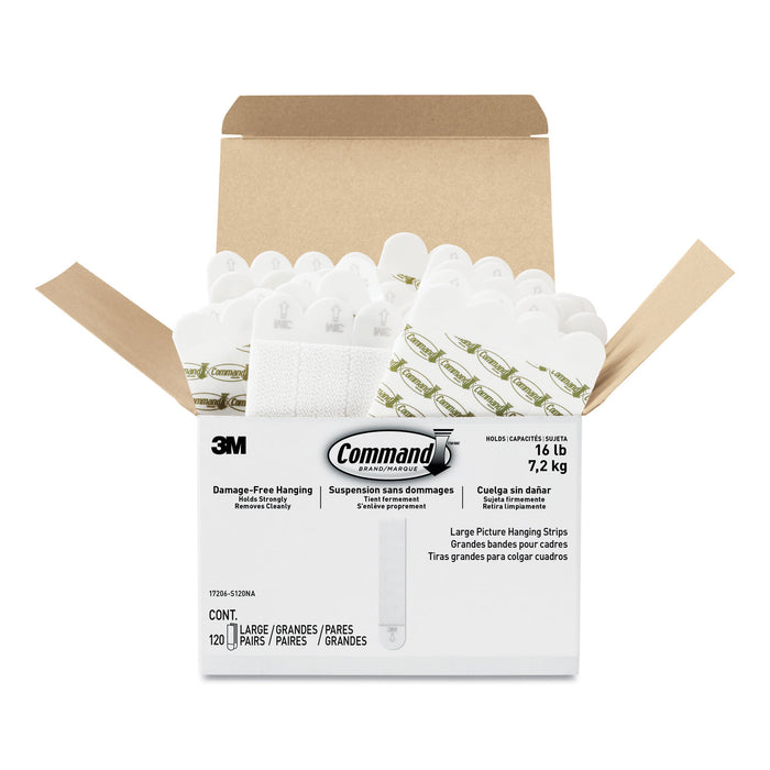 Picture Hanging Strips, Value Pack, Large, Removable, 0.75" x 3.65", White, 120 Pairs/Pack