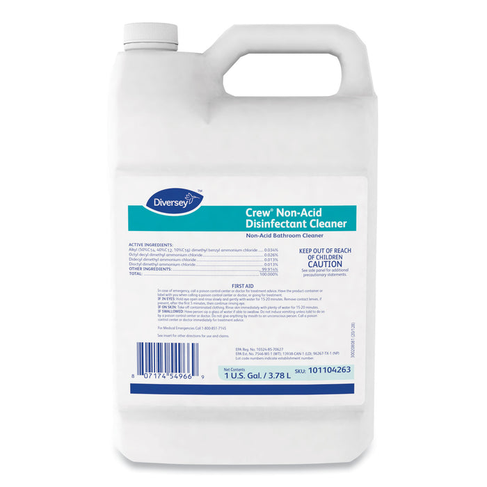 Crew Non-Acid Disinfectant Cleaner, 1 gal, Jug, Fresh Scent, 4/Carton