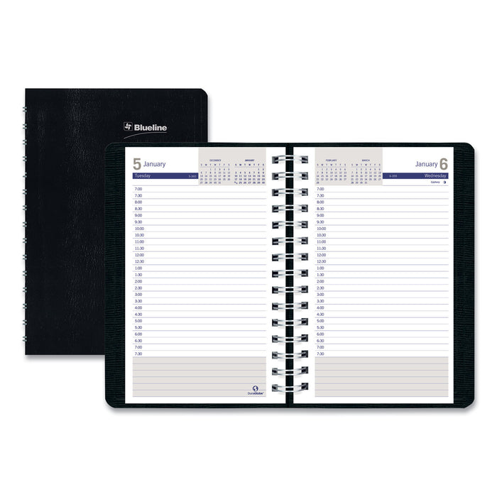DuraGlobe Daily Planner Ruled For 30-Minute Appointments, 8 x 5, Black, 2021