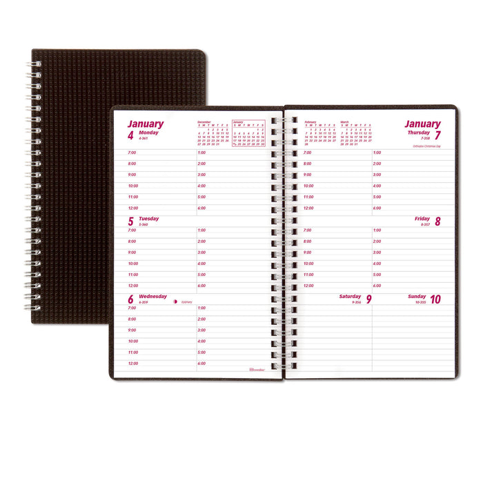 DuraFlex Weekly Planner, 8 x 5, Black, 2021